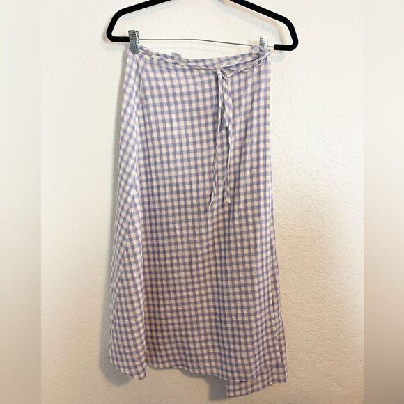 L*Space Striped Anza Wrap Skirt with lavender gingham. Small NWT - Picture 1 of 5